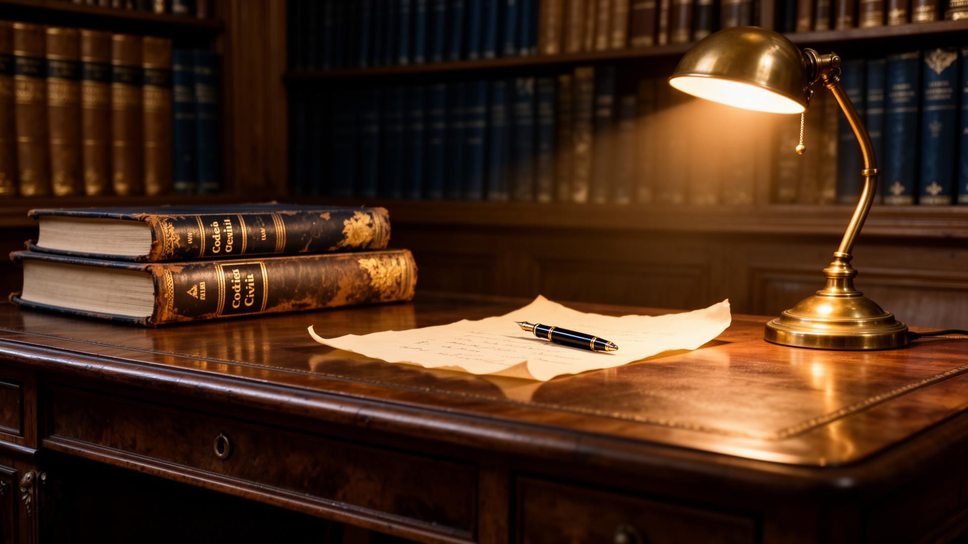 Bibliothèque d'avocat — codes et table de travail